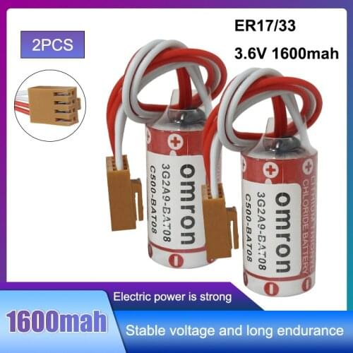 2pcs Original MAXELL ER17/33 PLC Battery 3G2A9-BAT08 C500-BAT08 3.6V Lithium Batteries With 4 Hole plug