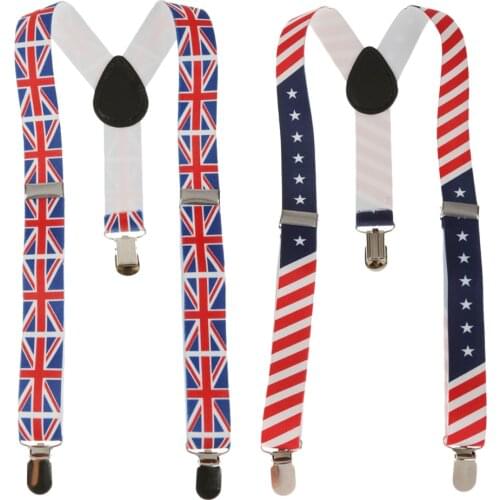 2pcs American Flag Printed Webbing Suspender Strap Adjustable for Kid