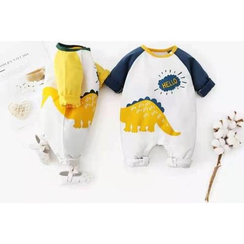 2021 Cute Dinosaur Print Baby Romper Newborn Baby Clothes Kids Long Sleeve Cotton Jumpsuit Baby Boys Girls Romper Clothing