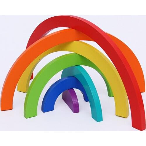 Wooden Rainbow Blocks Montessor Educational Toys For Children Toddler Playset Colorful Building Blocks Creative Baby Gifts