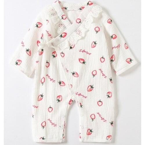 Sweet Baby Girls Strawberry Pattern Cotton Bodysuit