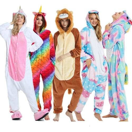 Flannel Kigurumi Cosplay Unicorn for Women Onesies Pajamas Winter Kigurumi Pyjamas Adult onesies Cosplay Cat Pijama Sleepwear