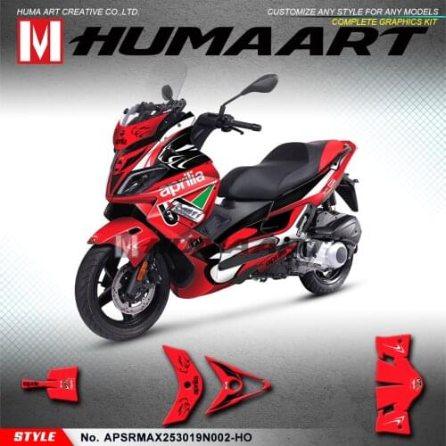 HUMAART Custom Stickers Vinyl Decal Kit Scooter Bike Décor for Aprilia SR MAX 250 300 2019 2020(Style No.APSRMAX253019N002-HO)
