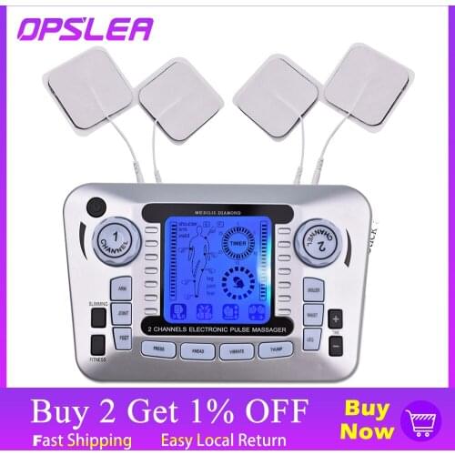 Dual-Output Pulse Massager Electrical Muscle Stimulator Tens Acupuncture Machine Electric Therapy Massager for Pain Relief