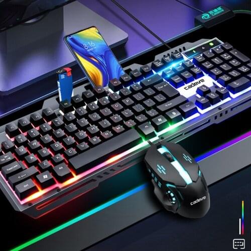 Backlit Keyboard and Mouse Set USB Wired Gaming Laptop Desktop PC Computer Peripherals Accessories Home Office Gamer Keypad