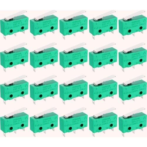 UXCELL 20PCS KW4-3Z-3 Micro Limit Switches SPDT NO NC 3 Terminals Momentary Short Straight Lever Type Green Switch Accessories