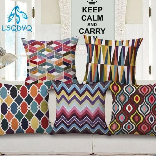 Colorful Simple Geometric Nordic Style Throw Pillow Case Cushion Cover For Car Sofa Chair Funda Cojines 45x45cm