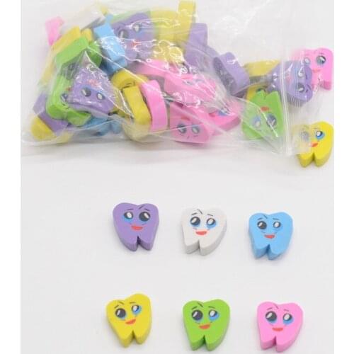 Cute Oral Dentist School Gift 50pcs/Bag Tooth Shaped Rubber Erasers Lovely