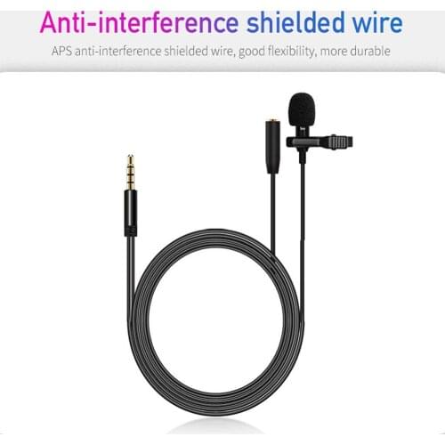 Mini Mic 3.5mm Audio Video Record Lavalier Lapel Clip-on Microphone for iPhone Vlog Mic for DSLR Camera Camcorder Recorder