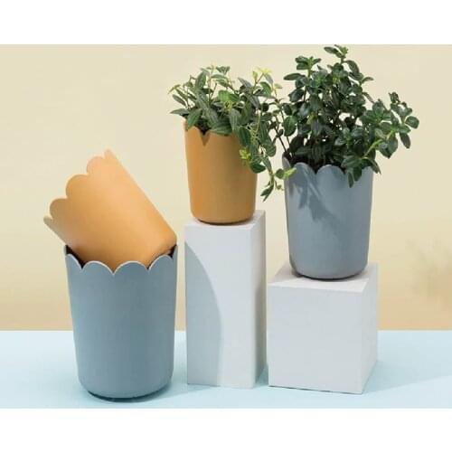 Nordic Minimalist Petal Design Plastic Flower Pot Modern Office Lazy Green Plant Pot Balcony Household Home Decoration Planter
