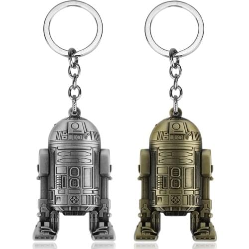 MQCHUN Hot 3D Robot R2D2 Pendants keychain Metal Keyring Men Boys Gift Car Key Chain chaveiros llavero-50