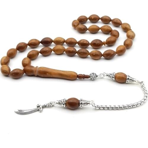 Muslim Prayer Beads Barley Cut Kuka Tasbih Tarnish Metal Zülfikar Ali Tasbih