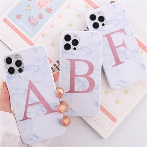 Mobile Phone Case Original Marble A-Z Letter Soft Cover For iPhone 7 8 Plus X 11 12 Pro X XR XS Max Shockproof Phone Case
