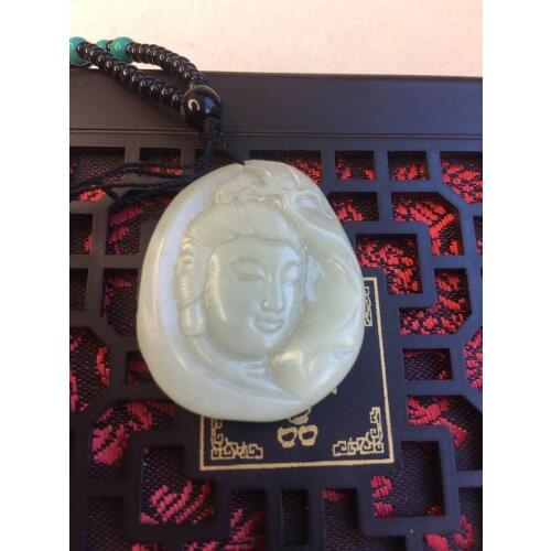 Natural hetian jade hand-carved jade guanyin jade pendant necklace pray for peace men necklaces pendants jadeite jade jewelry