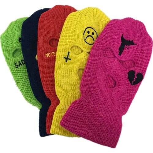 Neon Balaclava Three-hole Ski Mask Tactical Mask Full Face Mask Winter Hat Halloween Party Mask Limited Embroidery