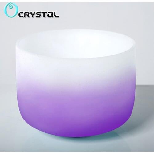 New 12 Inch Half Color Third Eye Crown Root Sacral Solar Heart Throat Chakra Quartz Crystal Singing Bowl C D E F G A B