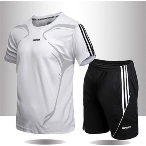 2021 New fashion T-shirt suit brand summer mens track suit suit daily outing running breathable sports mens large size M-5XL