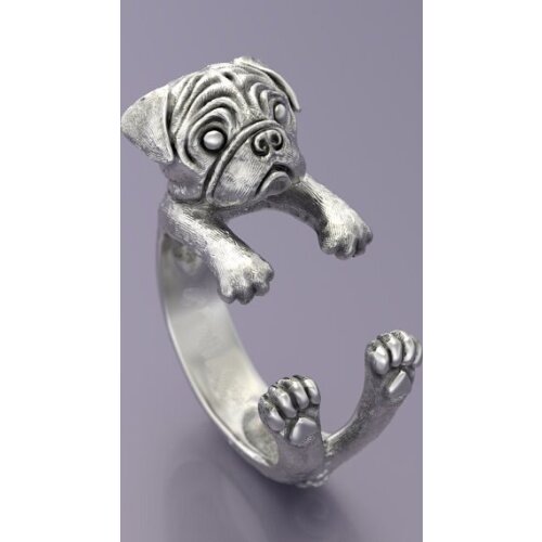New Arrival Handmade Vintage Pug Wrap Ring Men Jewelry Anel Love Animal Anillos Boho Chic Rings For Women Aneis Best Gift