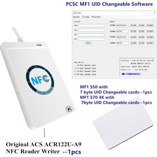 ACS Original ACR122U-A9 NFC Reader Writer Programmable MFS50 1K 4 byte 7 byte UID Changeable rfid Card with Software