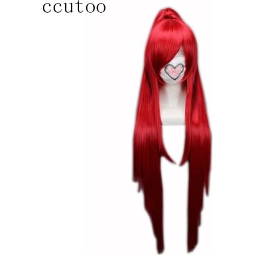 Ccutoo Gurrenlagann-yoko Red Long Straight Chip Ponytail Cosplay Wigs Females Party Halloween Heat Resistance Synthetic Hair
