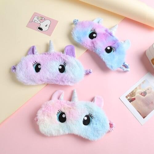 Kawaii Unicorn Eye Mask Cartoon Big Eye Plush Blindfold Children Girl Sleep Eye Band Travel Rest Sleeping Aid Eyepatch