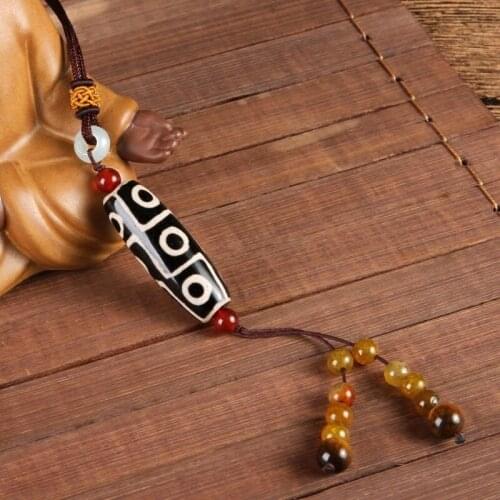 Drop Shipping Men Womens Necklace Pendant Nine-eyed DZi Agate Chalcedony Pendant Gift for Male Females Fine Jewelry