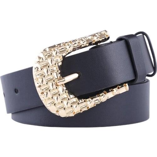 Luxury designer Western Belt Women Black Leather Retro Gold Metal Buckle Waistband Ladies Jeans Dresses Waist Belts Female