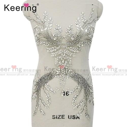 Handmade Keering Sexy Beaded Bodice Rhinestone Applique Patch WDP-123