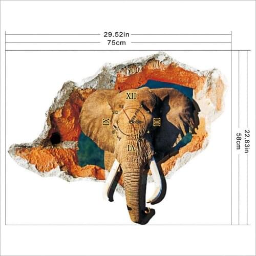 Wall Sticker Living Room Decor Bedroom DIY Self Adhesive 3D Art Clock Sticker Sea Ocean Elephant Star Pattern Office Decoration