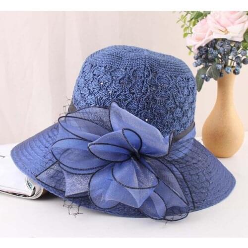 Blue Bridal Headwear Wedding Hair Accessories Bride Flower Lace Elegant Mesh Sunshade Female Head Jewelry Fascinator