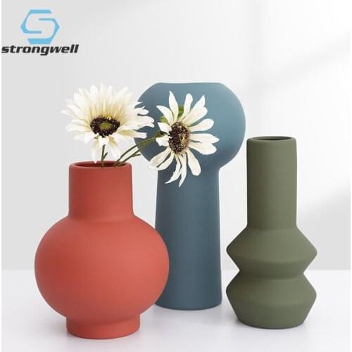 Strongwell Geometric Ceramic Vase Flower Arrangement Home Decoration Ornaments Office Display Furnishings Artware Gifts
