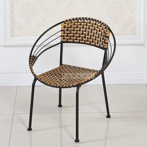 1Set 2pcs Rattan Weave Leisure Chair Simple PE Rattan Steel Frame Balcony Living Room Chair Moon Shape Backrest For Children S
