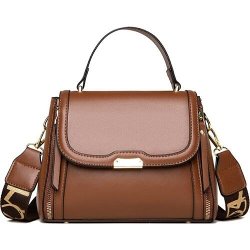 2021 Trend Double Shoulder Straps Design Small PU Leather Crossbody Bags For Women Lady Shoulder Handbag Female Luxury Flap Bag