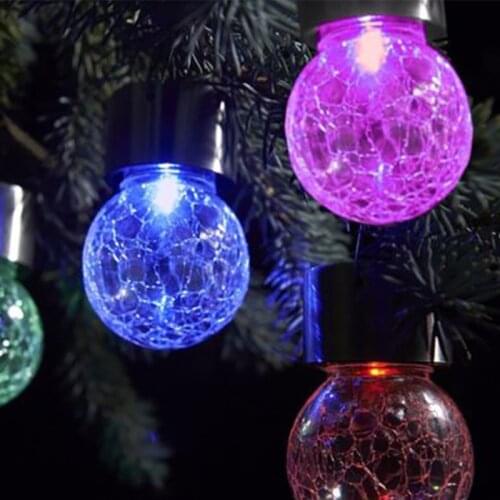 Solar Jar Crack Light Mosaic Crackle Globes LED Garden Lights Courtyard Landscape Waterproof Glass Ball Hanging Lamp/Camping
