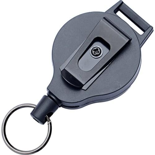 Telescopic Key Ring Thickened 60cm Coated Stainless Steel Wire Rope Retractable Key Chain Outdoor Camping EDC Tools