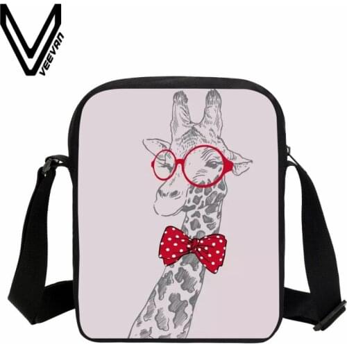 VEEVANV Women Messenger Bags Fashion Giraffe 3D Printing Handbags Cute Animal Shoulder Bag School Bookbag Small Crossbody Purse