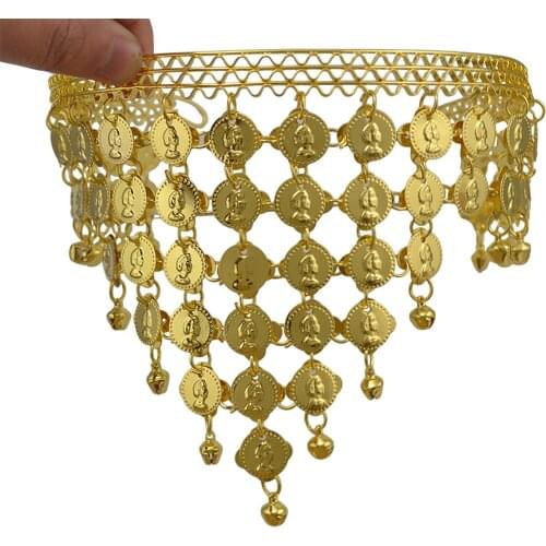 Vintage Gold Coin Tassel Belly Dance Headband Headpiece Crown Charm Tribal bohoHair Accessories Egyptian indian Jewelry Forehead