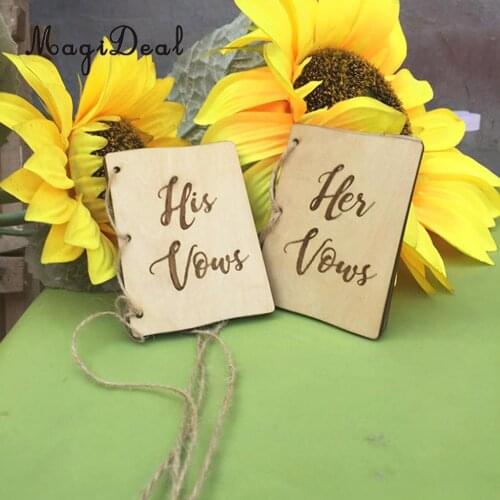 Vintage Wedding Vow Booklets Wooden Cover His Vows Her Vows Book Party Decorations