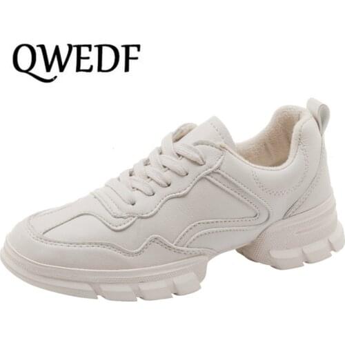 QWEDF 2019 New Casual Womens Sneakers Lace Up Platform Shoes Woman For Thick Soled Vulcanize Shoes Comfortable Footwear X10-33