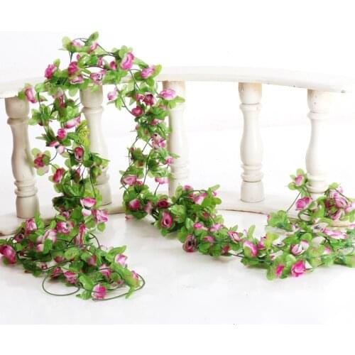 2.3M Roses Vine Artificial Ivy Flowers Strips Wedding Decoration Silk Flower String Home Hanging Garland Wedding Christmas Decor
