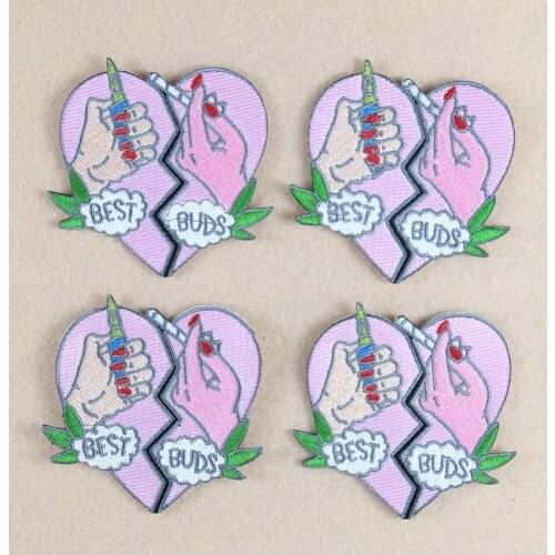 2PCS Cartoon Punk Patch Heart Applique Embroidery Patches for Clothing DIY Apparel Sewing Fabric T-shirt Clothing Accessories