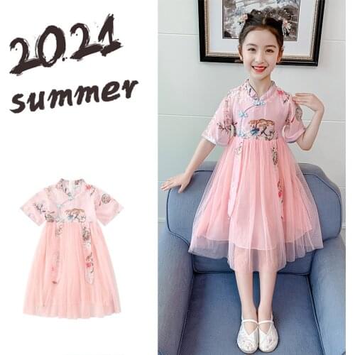 2021 Summer Girl Clothes Kids Dresses For Girls Lace Flower Dress Baby Girl Party Wedding Dress Children Girl Princess Dress
