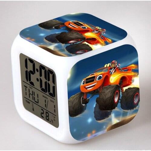 3D Luminous 7 Color Changing Digital Clock LED Clock Cartoon Night Light Bros Alarm Clock Kids Flash Electronic Desk Clock