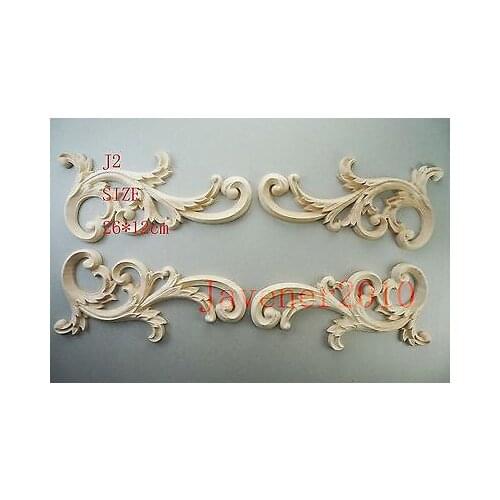 J2 -25x12.5cm Wood Carved Corner Onlay Applique Unpainted Frame Door Decal Working carpenter Decoration