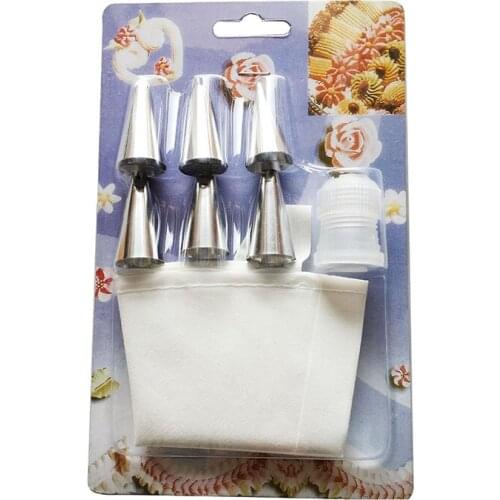 6pc Nozzle +Converter +Pastry Bag Dessert Decorators Cake Decorating Tools Icing Piping Nozzle Tips Sugarcraft Baking Tools A202