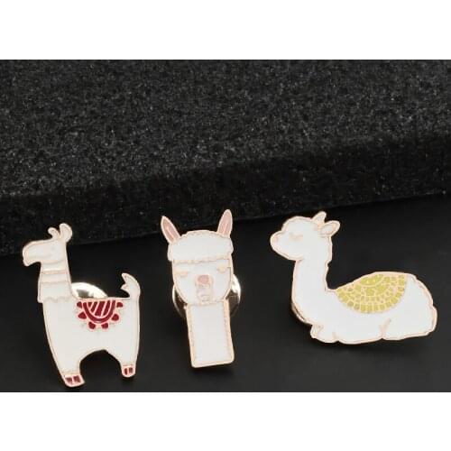 Cartoon Camel Alpaca Enamel Pins Cute Animal Brooches Metal Custom Button Fashion Jewelry Lapel Denim Badges Gift for Women Kids