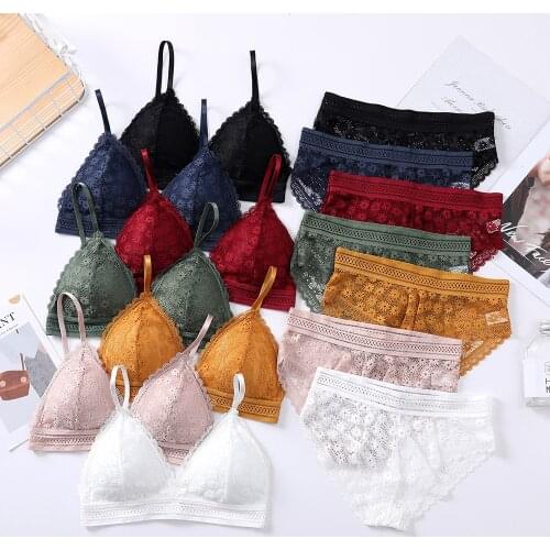 Women Lace Bra Sets Seamless Underwear Backless Vest Sexy Padded Bralette Lingerie Ultrathin Bra & Brief Sets Female Intimates