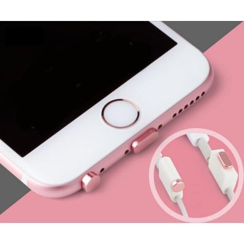 CatXaa Phone Aluminum Alloy PU Dust Plug Set for iPhone 7 7plus 5 5S 6 Earphone Jack 8 Pin Plug Anti Dust Plug Phone Accessories