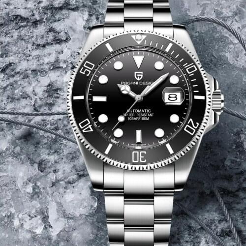 PAGANI Design Top Brand Black Men Watches Skeleton Wristwatch Automatic Mechanical Watch NH35A Diving Pilot Watches reloj hombre