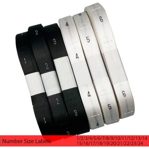 Stock Rolled Number Size Age Labels For Clothing Size Satin Sewing Label For Clothes Month Tags 1 2 3 4 5 6 7 8 Size Age Tag